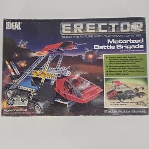 Vintage Ideal Erector Motorized Battle Brigade Set 1981 Box Manual Parts Lot USA